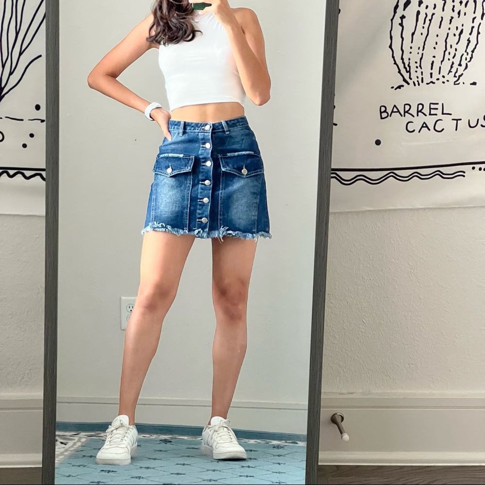 Shein - Navy blue denim mini skirt in size XS